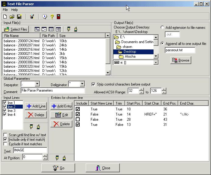 File Parse Main Window